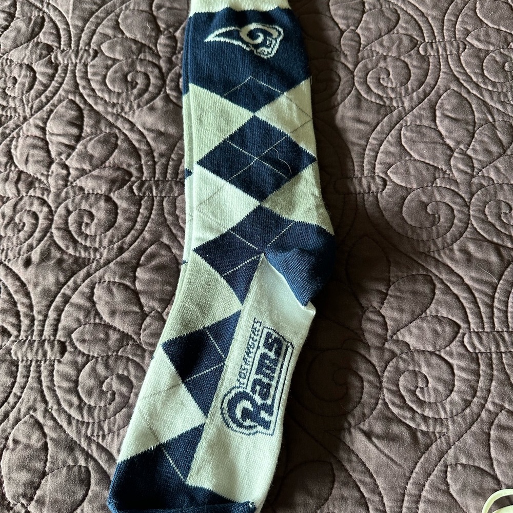 Men's NFL Los Angeles Rams Blue & White Argyle Casual Socks New